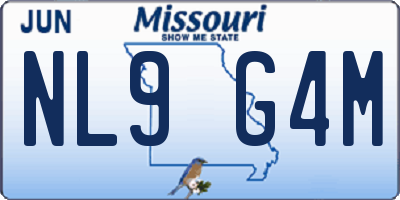 MO license plate NL9G4M