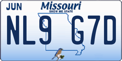 MO license plate NL9G7D