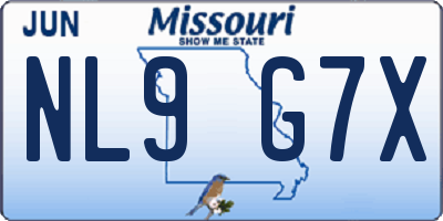 MO license plate NL9G7X