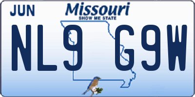 MO license plate NL9G9W