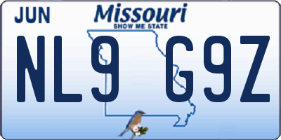 MO license plate NL9G9Z