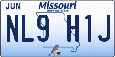 MO license plate NL9H1J