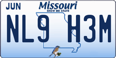 MO license plate NL9H3M