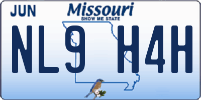 MO license plate NL9H4H
