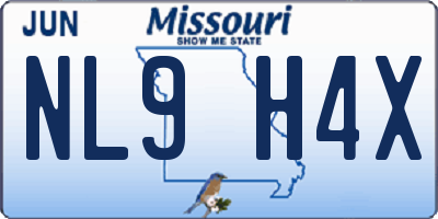 MO license plate NL9H4X