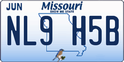 MO license plate NL9H5B
