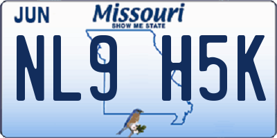 MO license plate NL9H5K