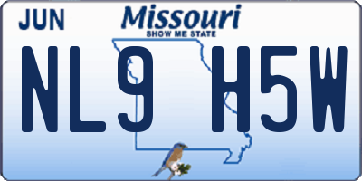 MO license plate NL9H5W
