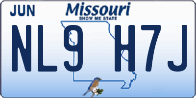 MO license plate NL9H7J