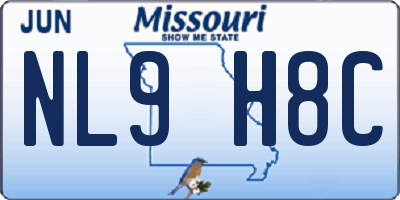 MO license plate NL9H8C