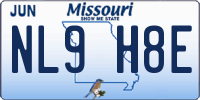 MO license plate NL9H8E