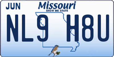 MO license plate NL9H8U