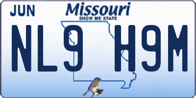 MO license plate NL9H9M