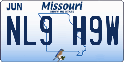 MO license plate NL9H9W