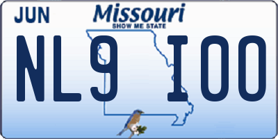 MO license plate NL9I0O