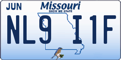 MO license plate NL9I1F