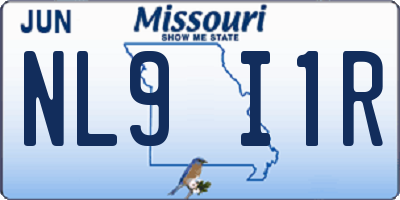 MO license plate NL9I1R