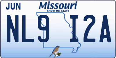 MO license plate NL9I2A