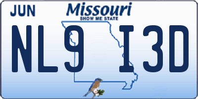 MO license plate NL9I3D