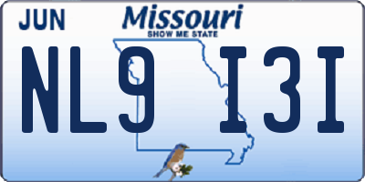 MO license plate NL9I3I