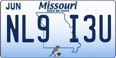 MO license plate NL9I3U