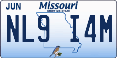 MO license plate NL9I4M