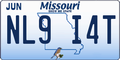 MO license plate NL9I4T