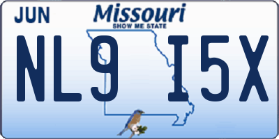 MO license plate NL9I5X