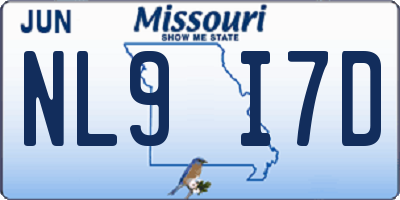MO license plate NL9I7D