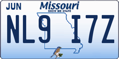 MO license plate NL9I7Z