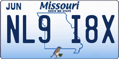 MO license plate NL9I8X