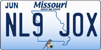 MO license plate NL9J0X