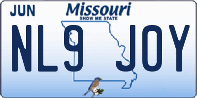 MO license plate NL9J0Y