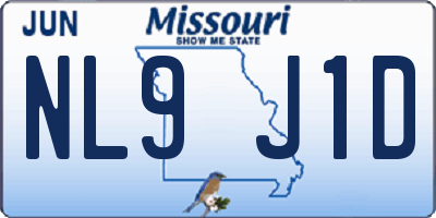 MO license plate NL9J1D