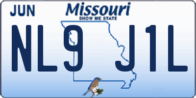 MO license plate NL9J1L