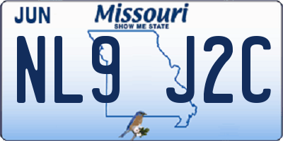 MO license plate NL9J2C