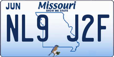 MO license plate NL9J2F