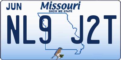 MO license plate NL9J2T