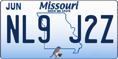 MO license plate NL9J2Z