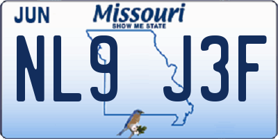 MO license plate NL9J3F
