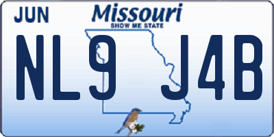 MO license plate NL9J4B