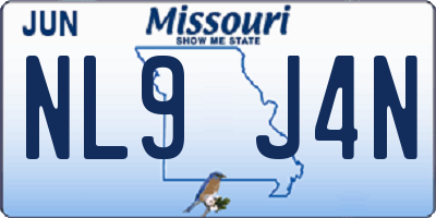MO license plate NL9J4N