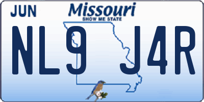 MO license plate NL9J4R