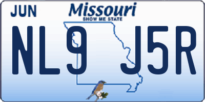 MO license plate NL9J5R