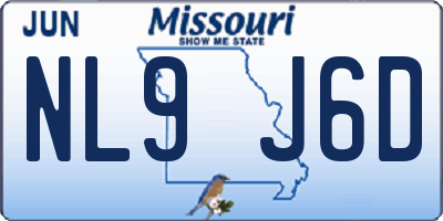 MO license plate NL9J6D