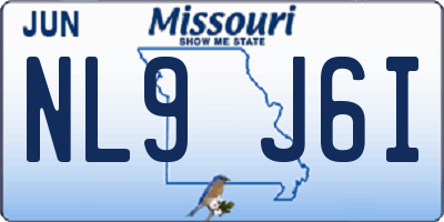 MO license plate NL9J6I