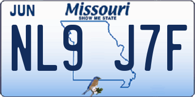 MO license plate NL9J7F