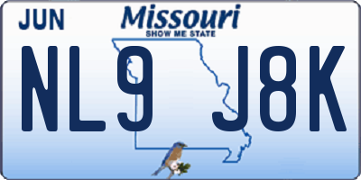 MO license plate NL9J8K