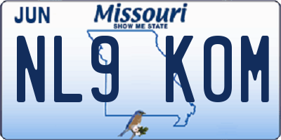 MO license plate NL9K0M