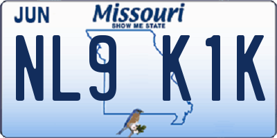 MO license plate NL9K1K